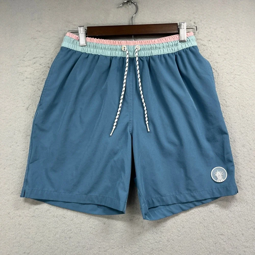 Chubbies Swim Shorts Men Small Blue 7 Inch Inseam Lined Trunk Beach Board Summer